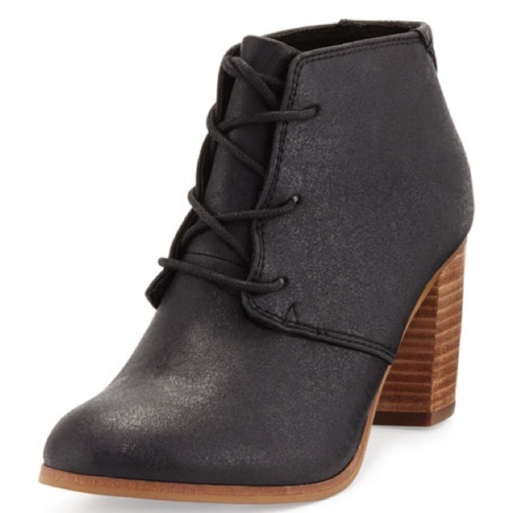 TOMS Lunata Faux Leather Lace Front Ankle Bootie Size 8.5 Women